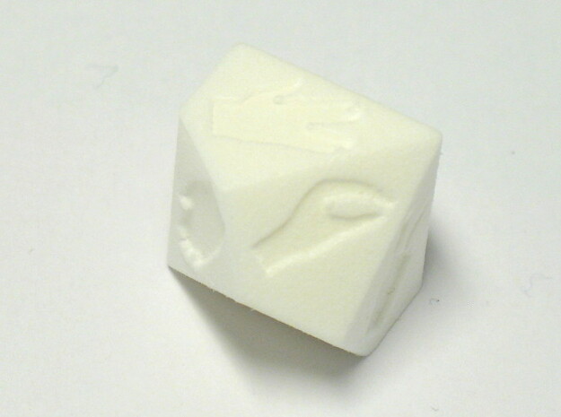 Dice for extended rock-paper-scissors (D10/D5) in White Processed Versatile Plastic