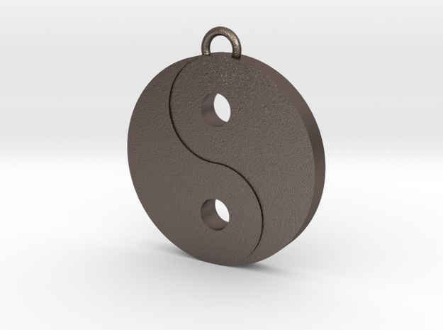 Ying Yang in Polished Bronzed Silver Steel