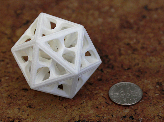 Icosahedron in White Processed Versatile Plastic: Medium
