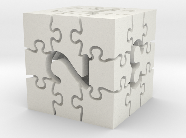 Jigsaw Puzzle D6 Dice in White Natural Versatile Plastic