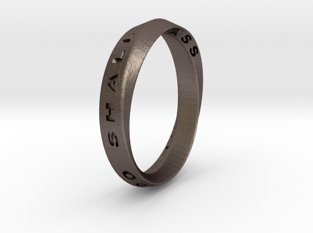 This Too Shall Pass Ring mobius ring v1 in Polished Bronzed-Silver Steel: 7.75 / 55.875