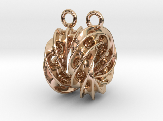 Twisted Scherk Linked 4,3 Torus Knots Earrings in 14k Rose Gold Plated Brass
