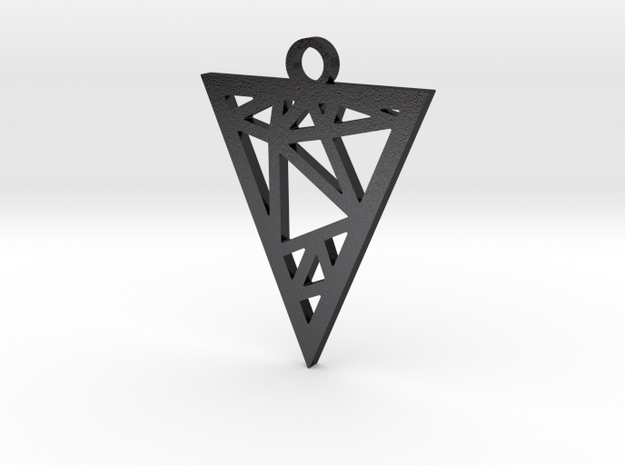 Drop Triangle Pendant in Polished and Bronzed Black Steel