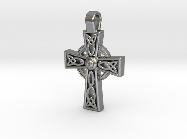 Celtic Cross Pendant in Natural Silver