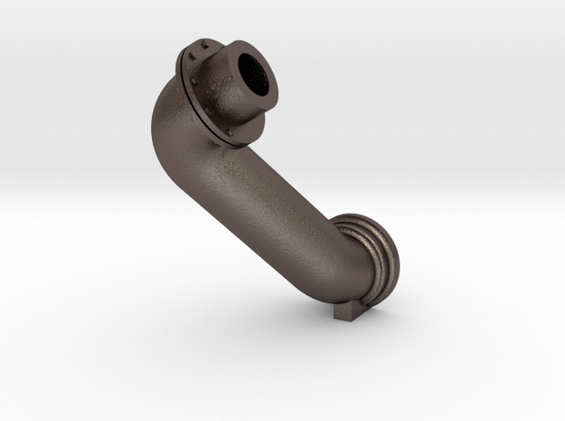 Rear Exhaust Elbow Left in Polished Bronzed Silver Steel