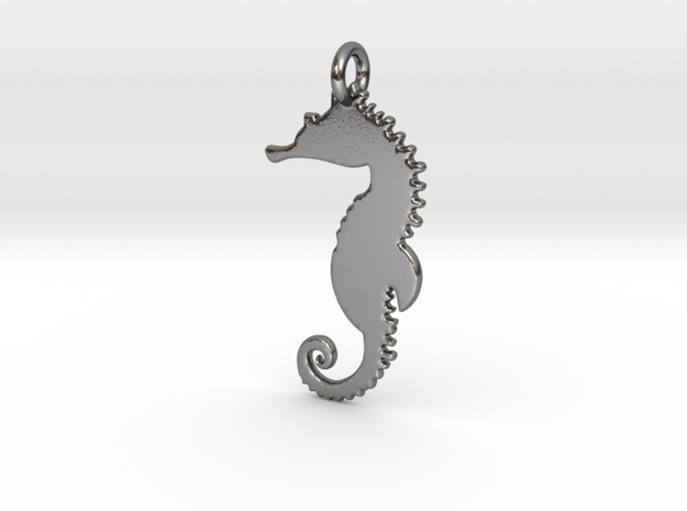 Seahorse Pendant in Polished Silver