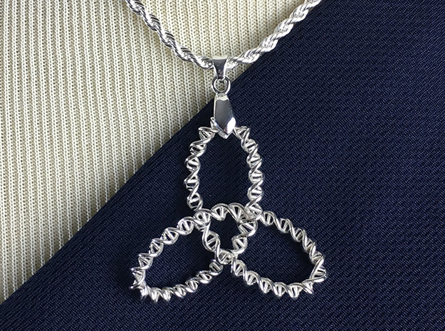 DNA Trinity Knot Pendant in Polished Silver