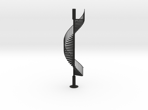 Spiral Stairs scale model sculpture in Black Natural Versatile Plastic