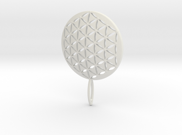 Flower of Life Keychain key fob  in White Natural Versatile Plastic