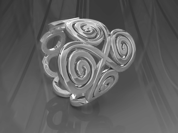 Spirals & Ovals Ring (Closed Version ) - Size18 in Polished Silver