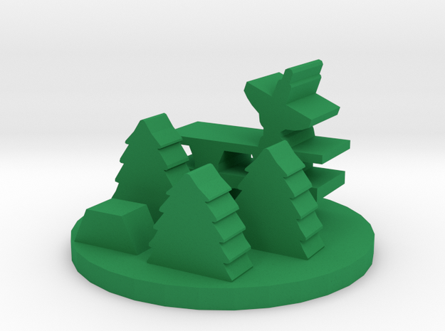 Game Piece, Forest Base in Green Processed Versatile Plastic
