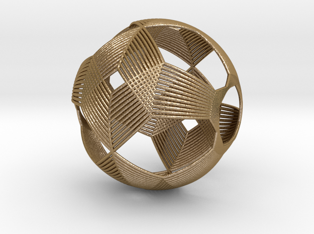 0411 Spherical Truncated Octahedron (d=6cm) #003 in Polished Gold Steel