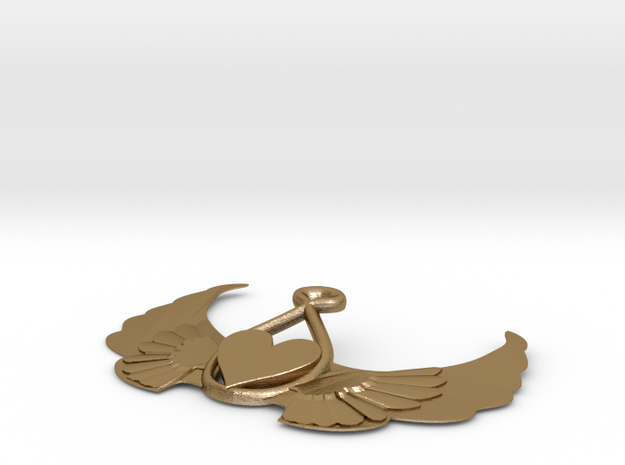 Heart-on-wings-1 in Polished Gold Steel