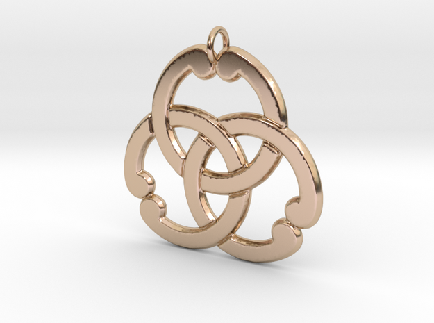 Matsuya: Interlocked Rings Pendant in 14k Rose Gold