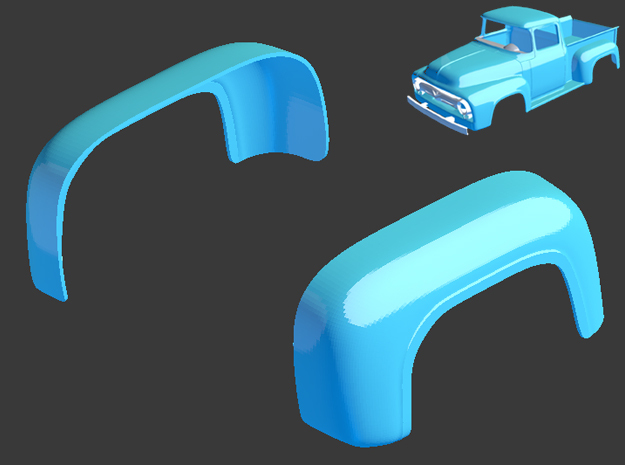 1956 Ford Pickup Rear Arches 1/8 in White Natural Versatile Plastic