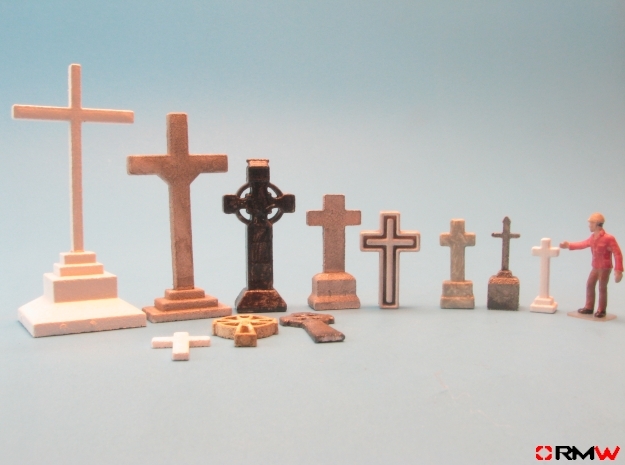 HO/1:87 Cemetery set 1 - crosses kit in White Natural Versatile Plastic