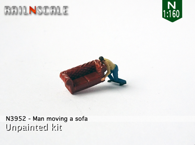 Man moving a sofa (N 1:160) in Smooth Fine Detail Plastic