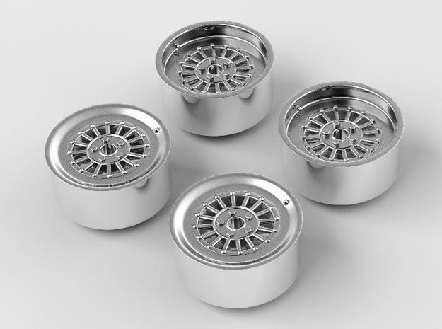 Rims For Scale 1-24 in Fine Detail Polished Silver