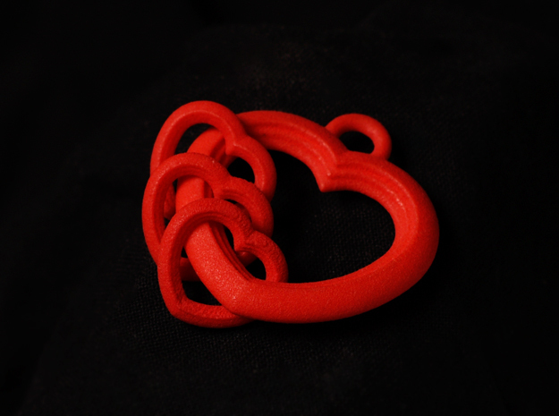 4 Hearts Linked in Love in Red Processed Versatile Plastic