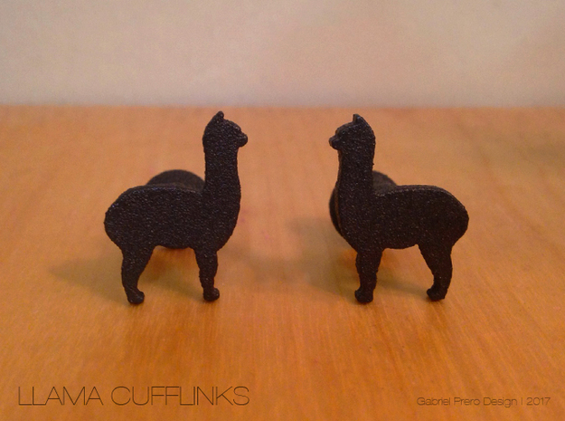 Llama Cufflinks in Matte Black Steel