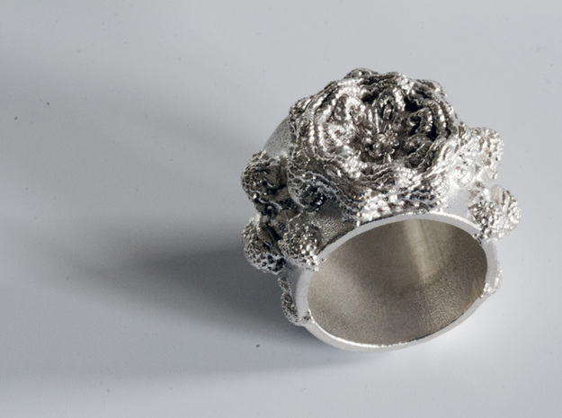 Mandelbulb Ring - Sinus Variation - 18mm in Natural Silver