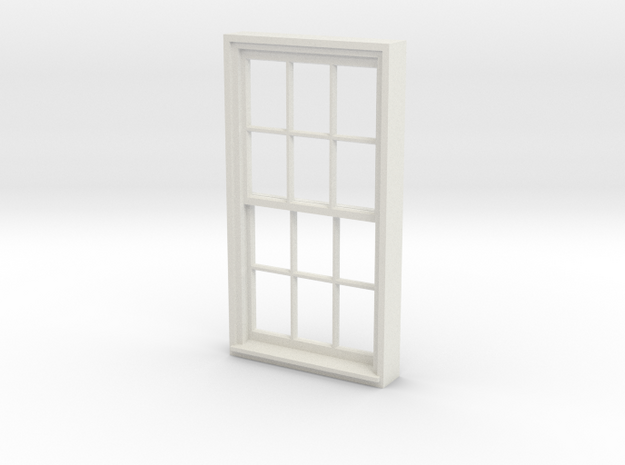 Window, 40in X 74in, 12 Panes, 1/32 Scale in White Natural Versatile Plastic