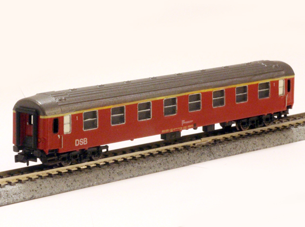DSB class A coach (late version) N scale in Smooth Fine Detail Plastic