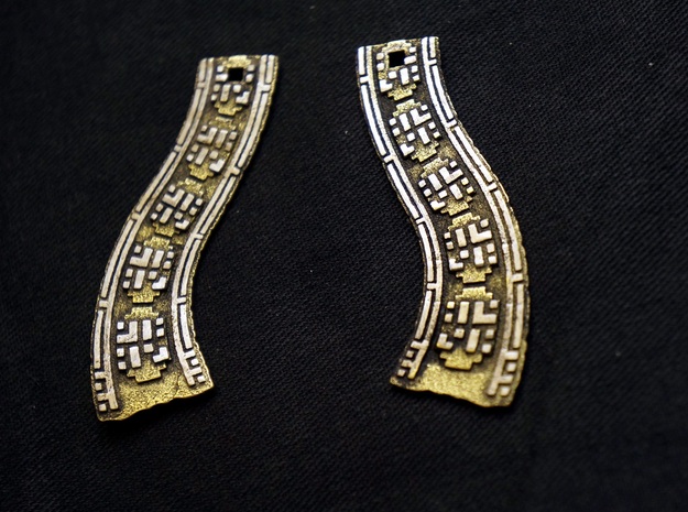Traveling Companions (Earrings) in Polished Gold Steel