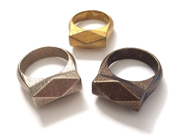 Chunky Hedron Ring in Polished Gold Steel: 7 / 54