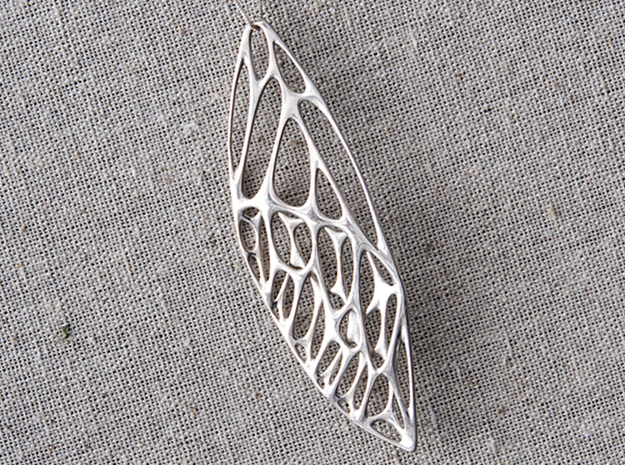 Cicada Wing Pendant in Polished Silver
