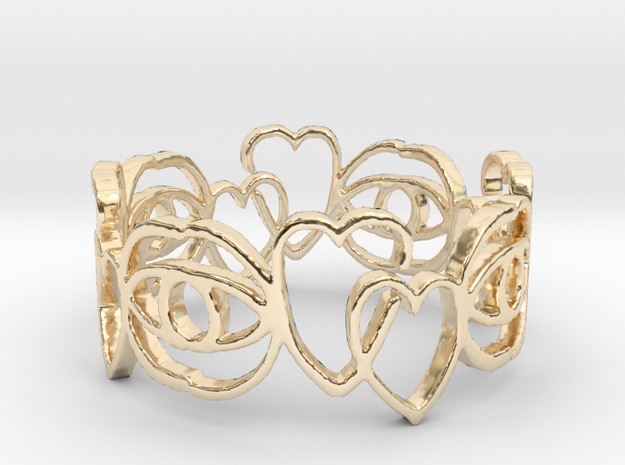 Hearts Ring Design Ring Size 6 in 14k Gold Plated Brass