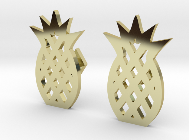Pineapple Cufflinks in 18k Gold Plated Brass