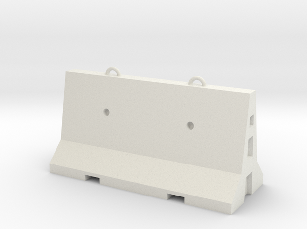 1:50 Road Cement Barrier in White Natural Versatile Plastic