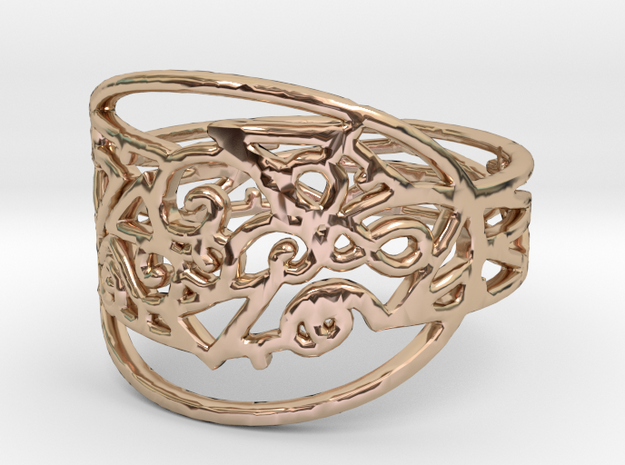 Freaky Ring Design Ring Size 7 in 14k Rose Gold Plated Brass
