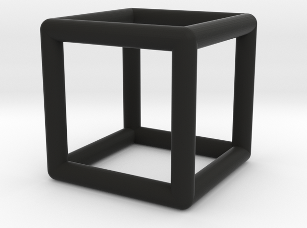 Cube Pendant in Black Natural Versatile Plastic
