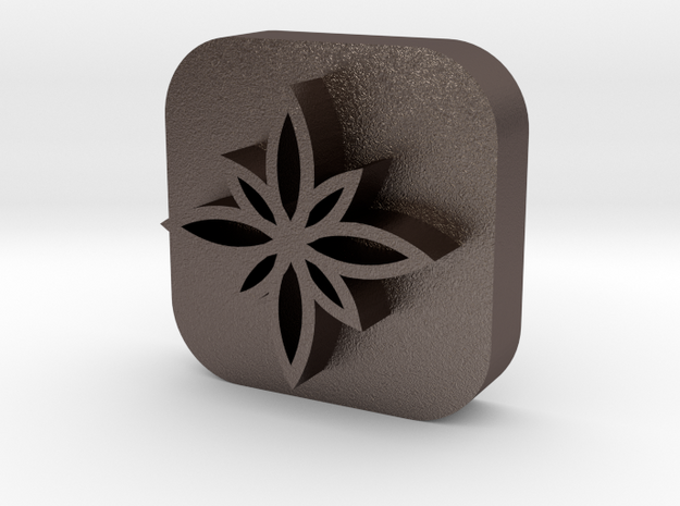 Flower-stamp-3 in Polished Bronzed Silver Steel