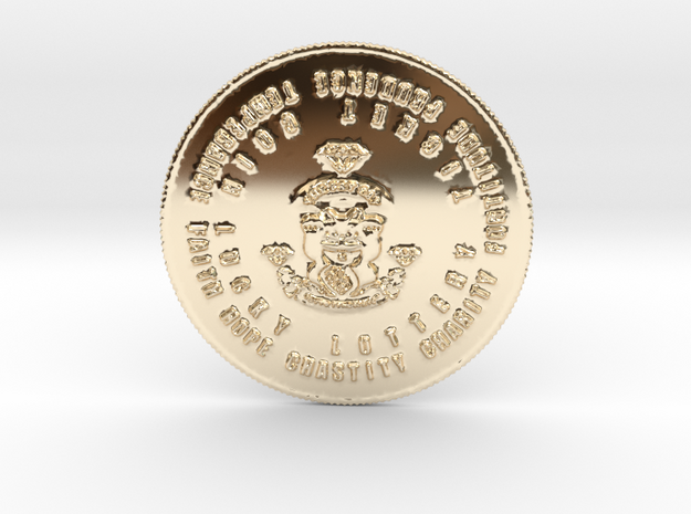 The Fat Cat Lotto Syndicate Coin of 7 Virtues in 14k Gold Plated Brass