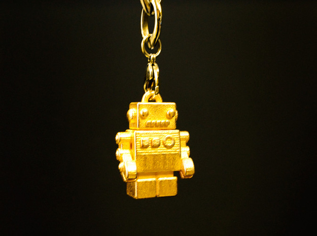 "Bling Bob" Gold Pendant Robot in Polished Gold Steel