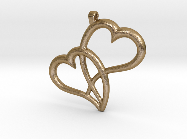 Hearts Pendant in Polished Gold Steel