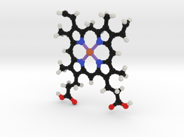 Heme B Molecule Model. 2 Sizes in Full Color Sandstone: 1:10