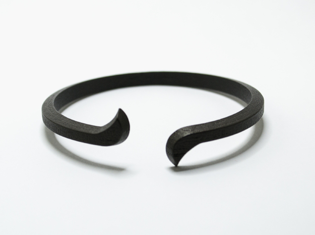 Winged Bangle in Matte Black Steel: Small