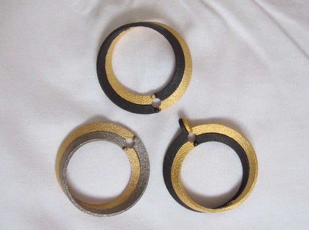 Mobius bi metal loop in Polished Bronzed Silver Steel
