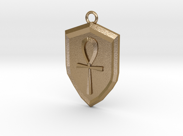 Order Shield Pendant in Polished Gold Steel