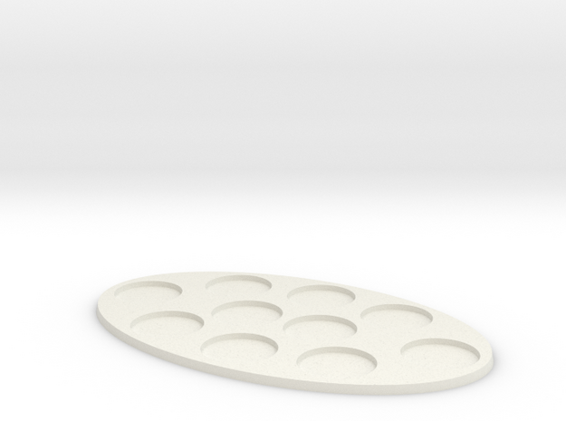 Oval Diorama Movement Tray - 25mm Round Slots in White Natural Versatile Plastic
