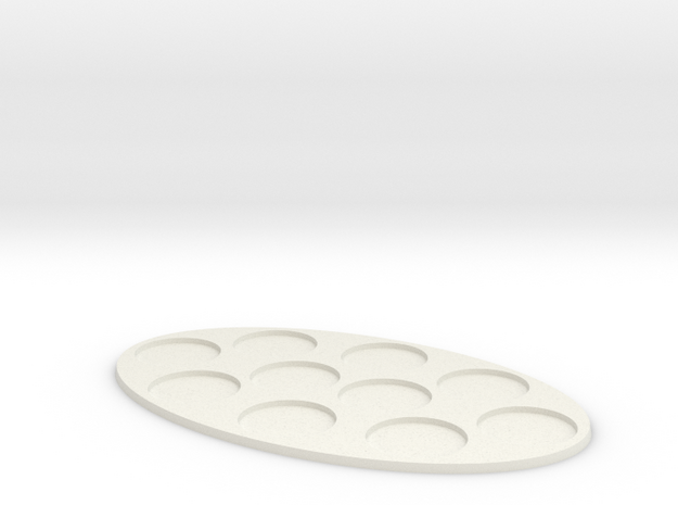 Oval Diorama Movement Tray - 32mm Round Slots in White Natural Versatile Plastic