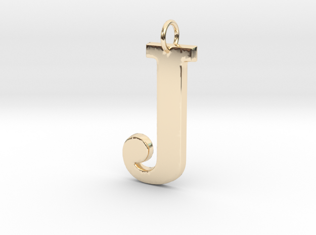 J Pendant in 14k Gold Plated Brass
