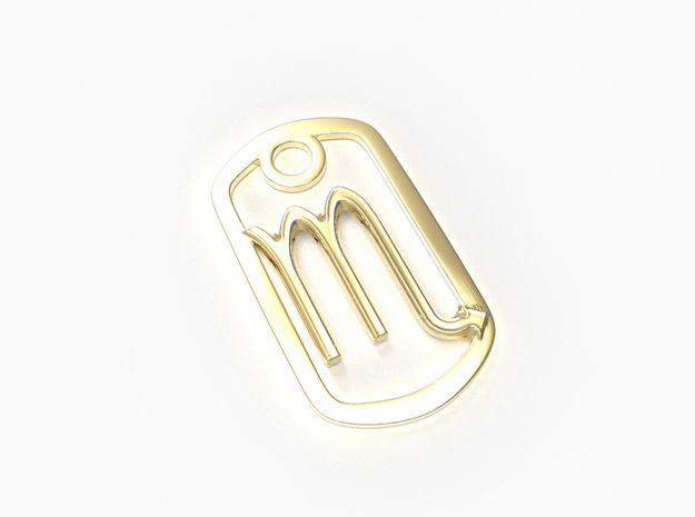 Scorpio Zodiac Sign Dog Tag in 18k Gold Plated Brass