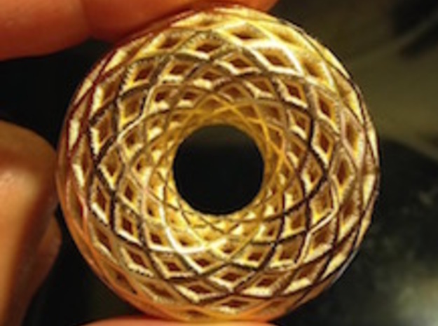 Sacred Geometric Vortex Pendant (12 turn) 1 in in Polished Gold Steel