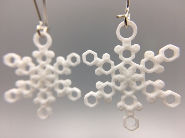 Crystal Snowflake Earrings in White Processed Versatile Plastic