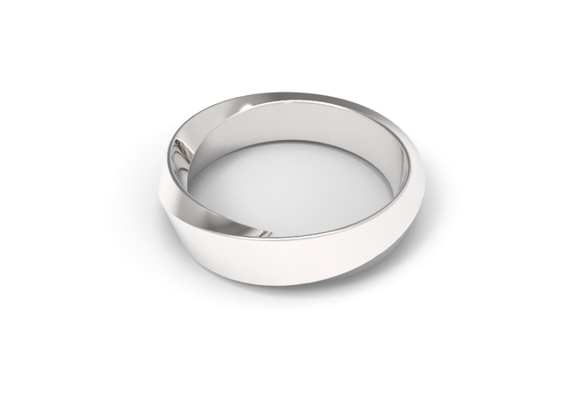 Mobius Wide Ring (Size 10) in Rhodium Plated Brass